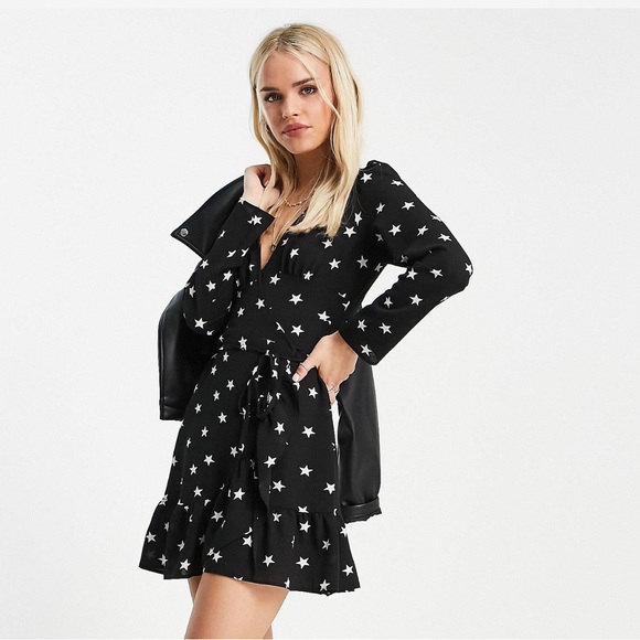 ASOS DESIGN Star print wrap dress NWOT 12 petite - Picture 3 of 8